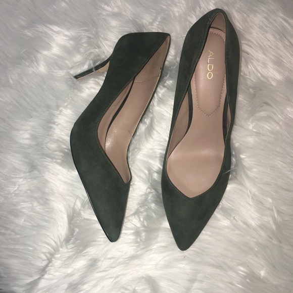 Aldo Olive Green Suede Heels - Picture 2 of 6